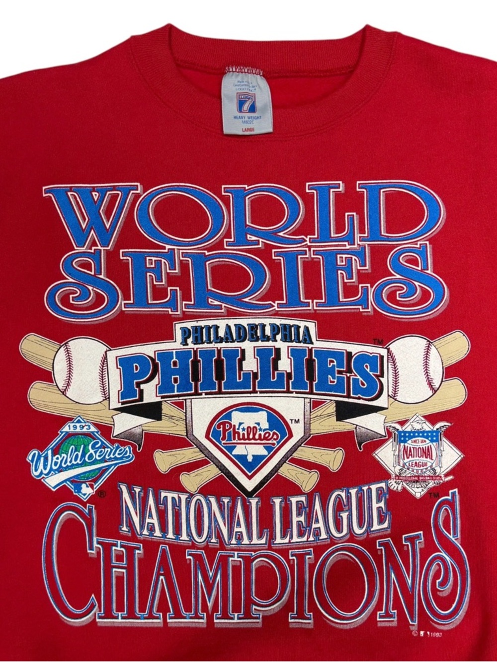 Vintage Phillies Sweatshirt Large 1993 World Series National League MLB Baseball